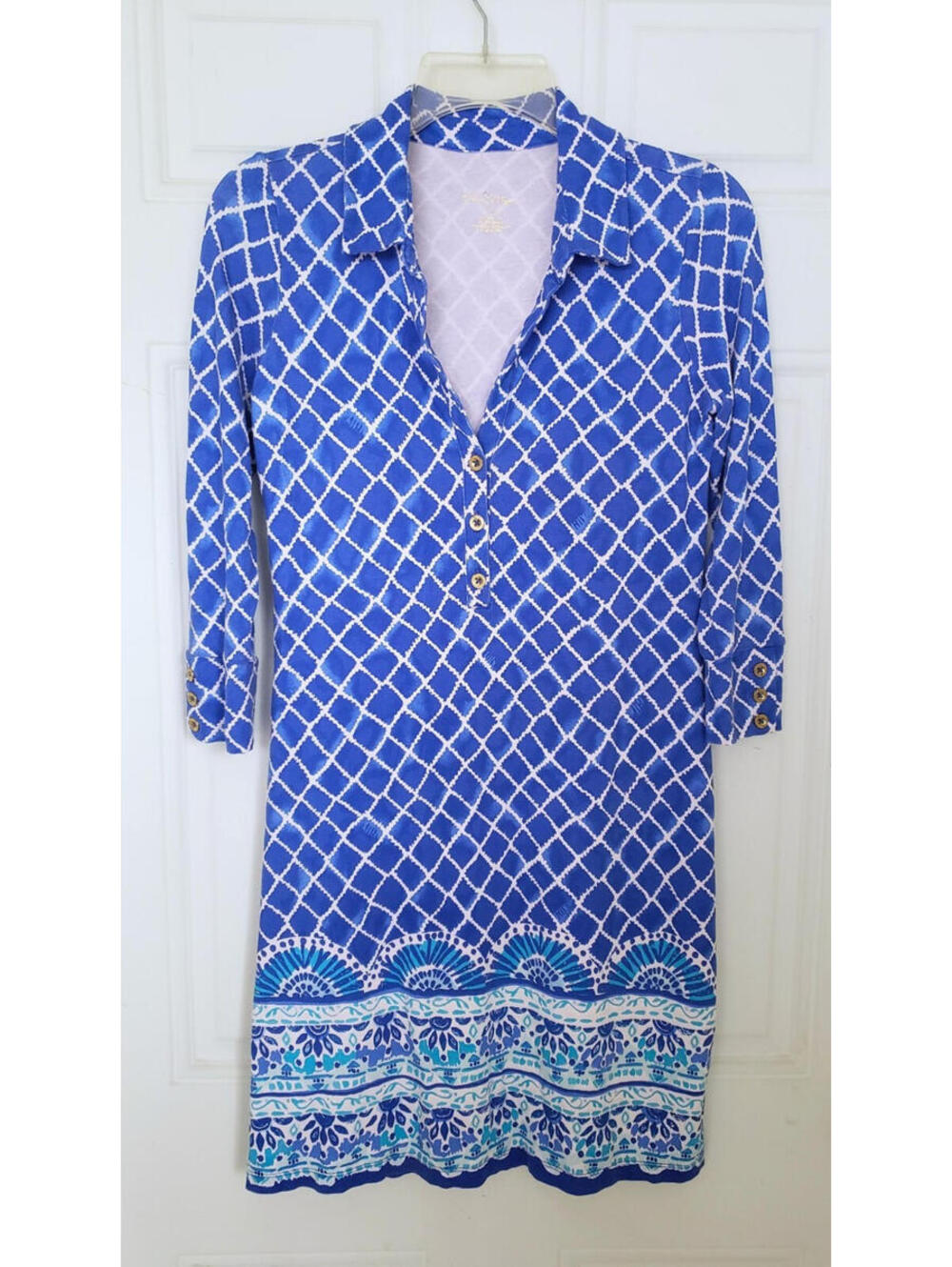 Lilly Pulitzer UPF 50+ Ansley Polo Dress Blue Grotto Engineered Tide Up Size XS